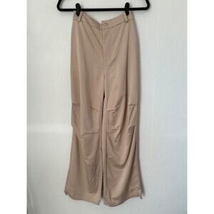 Dolce Cabo Pants Size XS Sand Wide Leg Ruched Knee Drawstring Hem Cuff Utility